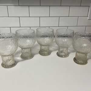 VTG MCM Indiana Glass Glacier Water Goblets, Set of 5